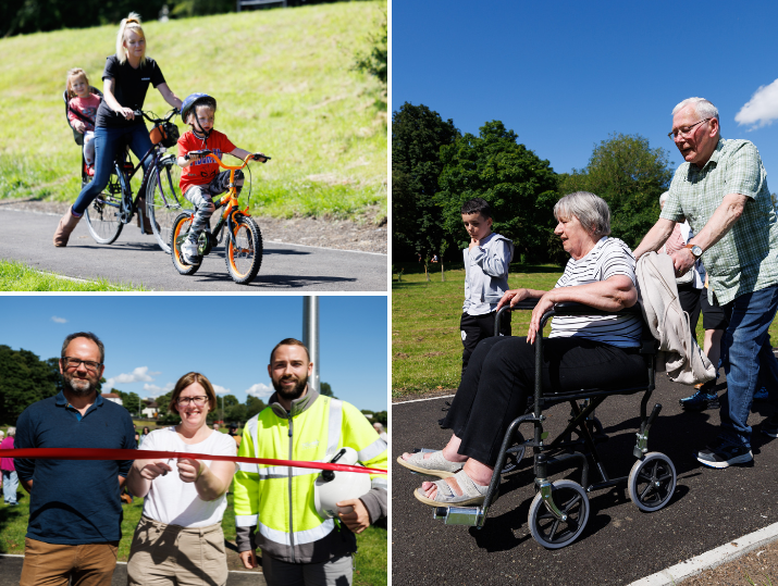 Members of the local community in Dunfermline enjoy the opening event of a newly created path.