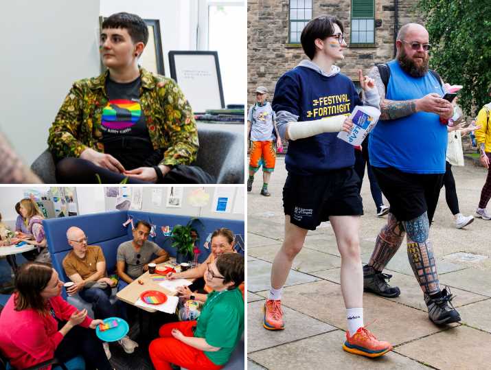 Participants walk, talk and smile during the June 2024 Rainbow Walk in Stirling.